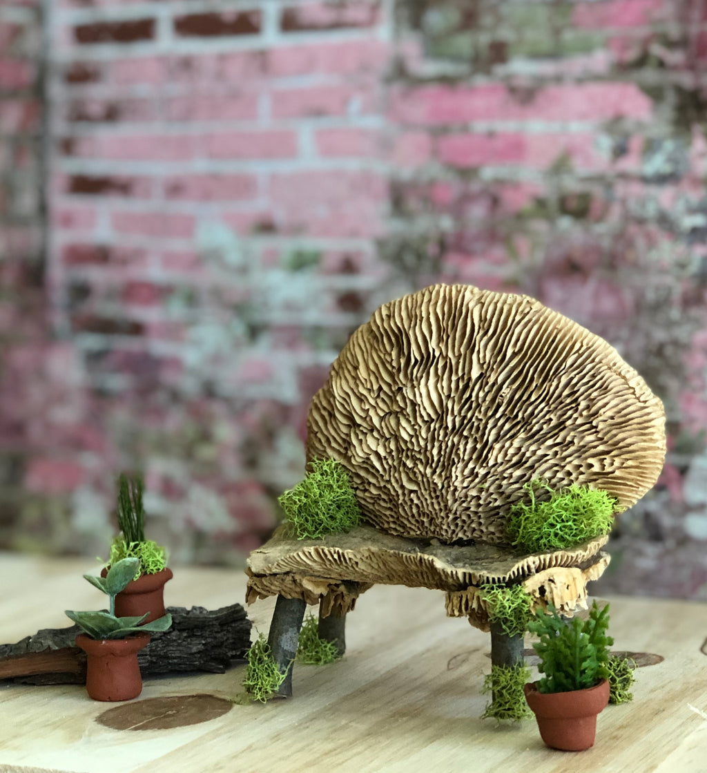 Mushroom Bench with Herb Pots