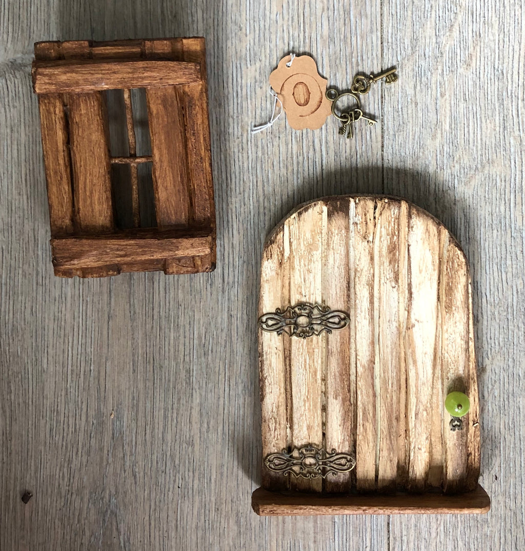 Old Wood Fairy Door and Window by Olive